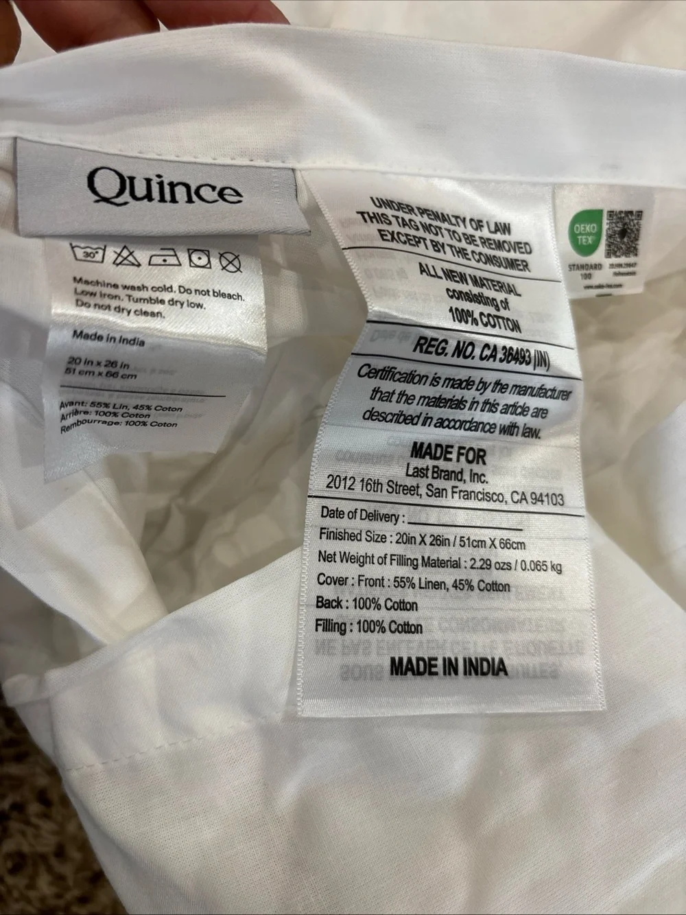 Quince European Linen Cotton Stitch Quilt Set Full/Queen White